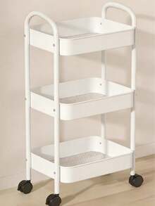 Three-Tier Hollow Storage Trolley Equipped With Universal Casters And Curved Easy-To-Push Handles; Available In Multiple Colors For Flexible Storage In Kitchens, Bathrooms And Living Rooms. - Multicolor - View 14