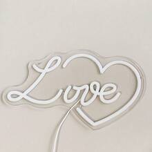 1 pieza Luz de Neón LED Romántica LOVE, Alimentada por USB, Corazón Montado en la Pared, Decoración Multiusos, Adecuada para Habitación, Fiesta, Boda, Bar - rosa - Ver 8