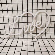 1 pieza Luz de Neón LED Romántica LOVE, Alimentada por USB, Corazón Montado en la Pared, Decoración Multiusos, Adecuada para Habitación, Fiesta, Boda, Bar - rosa - Ver 6