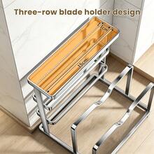 BCWW Universal Knife Block,Multifunctional Cutting Board Organizer, Stainless Steel Kitchen Storage Rack For Lids, Boards, Knife, Modern Kitchen Knife Storage Organizer For Countertop (With Cleaning Brush) - View 6