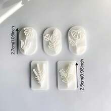 5pcs/Set Spring/Summer Series Leaf And Daisy Shaped Stamp Molds, Polymer Clay Mold Set, DIY Jewelry Pendant Tool Set For Clay Art - White - View 2