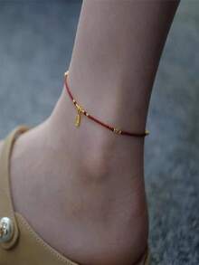 1PC Summer Fresh Lucky Braided Wax Cord Ultra-Thin Anklet, Minimalist Niche Accessory, High-End Gift - Braided Anklet - View 7