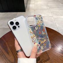 3D Imitation Embroidery  17 Phone Case With Fine Glitter Powder, Anti-Drop Protective Cover For Apple 15 Pro Max - Large-pore Glitter Transparent Case - ZJ3478 - View 3