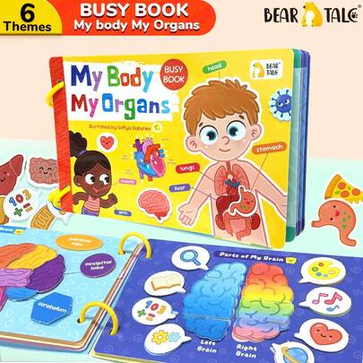 beartale Buku Aktivitas Montessori My Body Busy Book Edisi Balita, Kartu Aktivitas Sensorik Pembelajaran Bagian Tubuh Manusia, Buku Tenang Pencocokan Edukasi Prasekolah, Mainan Motorik Halus untuk Perjalanan, Perlengkapan Sekolah TK, Hadiah Kembali ke Sekolah untuk Anak Laki-laki dan Perempuan, Hadiah Ulang Tahun, Musim Gugur, Halloween, Thanksgiving, Natal