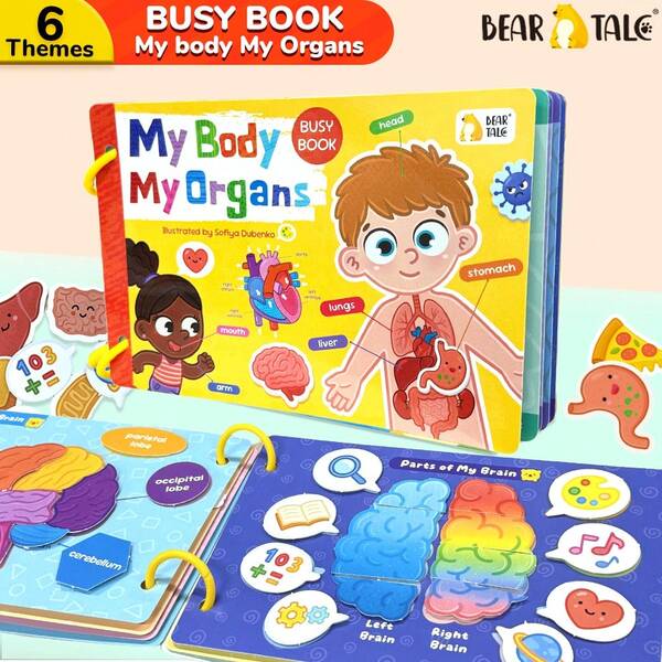 beartale Montessori My Body Busy Book Toddler Edition, Human Body Parts Learning Sensory Activity Flashcards, Preschool Education Matching Quiet Book, Fine Motor Travel Toy, Kindergarten School Supplies, Back To School Gift For Boys And Girls, Birthday Gift, Autumn, Halloween, Thanksgiving, Christmas