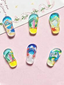 10/20/100 Stücke Sommer Eis Transparent Flip-Flop DIY Zubehör Handgefertigte Materialien Schuhschnallen Wasserflaschen Aufkleber Cremekleber Haarzubehör Harz Charms - Flip-Flops - Übersicht 1