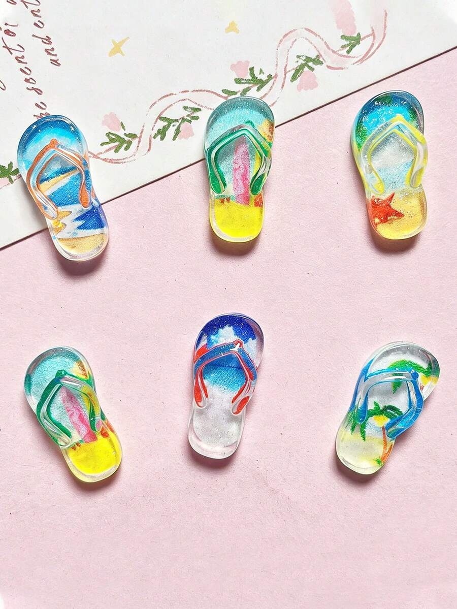 10/20/100 Stücke Sommer Eis Transparent Flip-Flop DIY Zubehör Handgefertigte Materialien Schuhschnallen Wasserflaschen Aufkleber Cremekleber Haarzubehör Harz Charms - Flip-Flops - Übersicht 1