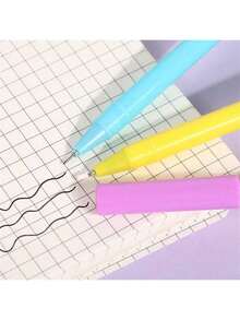 1pc (Random Color) Stress Relief Fun Children's Ballpoint Pen, Cute Student Creative Neutral Pen, Cartoon Cute Stress Relief Comfortable Rabbit Fur Pen, Elementary School Student Writing Small Gift - Multicolor - View 2