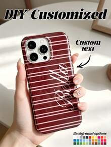 1pc Customized Phone Case, Multiple Colors Available, Suitable For Name Engraving Anniversary Customization, Includes Matte Film Shell, Full Coverage Hard Shell Base 2-In-1 Phone Case Custom Signature - Minimalist Style, Suitable For IPhone 17Pro Max, 17e, Air, 16, 15, 14, 13, 12, 11, PRO Max, Suitable As A Gift For Friends - Burgundy - View 3