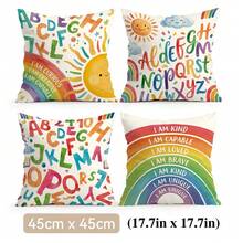 4pcs/1pc Rainbow Letter Learning Design Pattern Pillowcase Without Insert, Single-Sided Printed Pillowcase, Suitable For Living Room Bedroom Home Decor, All Seasons Pillowcase - Multicolor - View 14