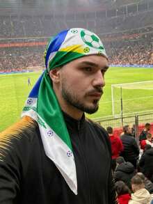 1pc 90*90cm World Cup Football Print Scarf, Suitable For Sports Enthusiasts, Unisex World Cup Fan Gear - Green - View 7
