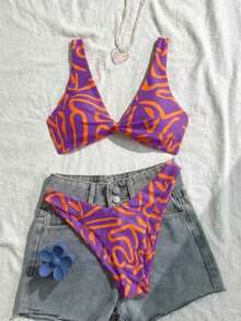 Women Athletic Bikinis - Purple - View 1