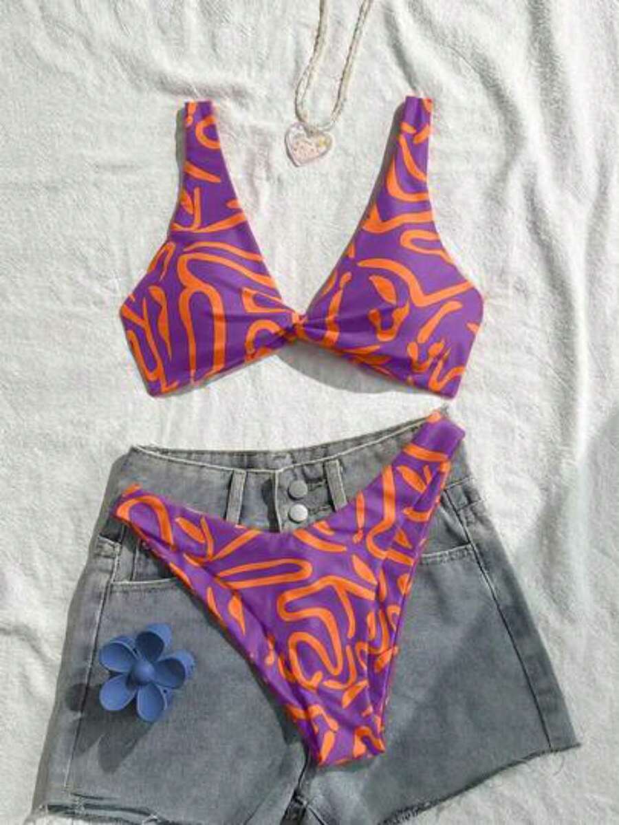 Women Athletic Bikinis - Purple - View 1