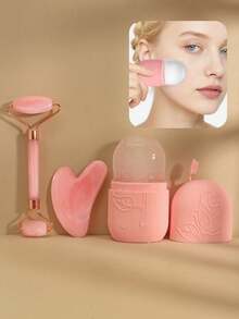 1 peça/3 peças Conjunto de Ferramentas de Massagem Facial e Gua Sha - Rolo Facial, Varinha de Massagem, Bolsa de Gel de Gelo, Conjunto de Ferramentas de Ventosa Corporal Rosa, Beleza, Produtos de Cuidados com a Pele, Spa, Autocuidado, Ferramentas de Cuidados com a Pele, Cuidados Faciais, Suprimentos de Esteticista, Massagem, Ferramentas de Massagem Facial, Rolo Facial - Preto e Branco - Visão 1