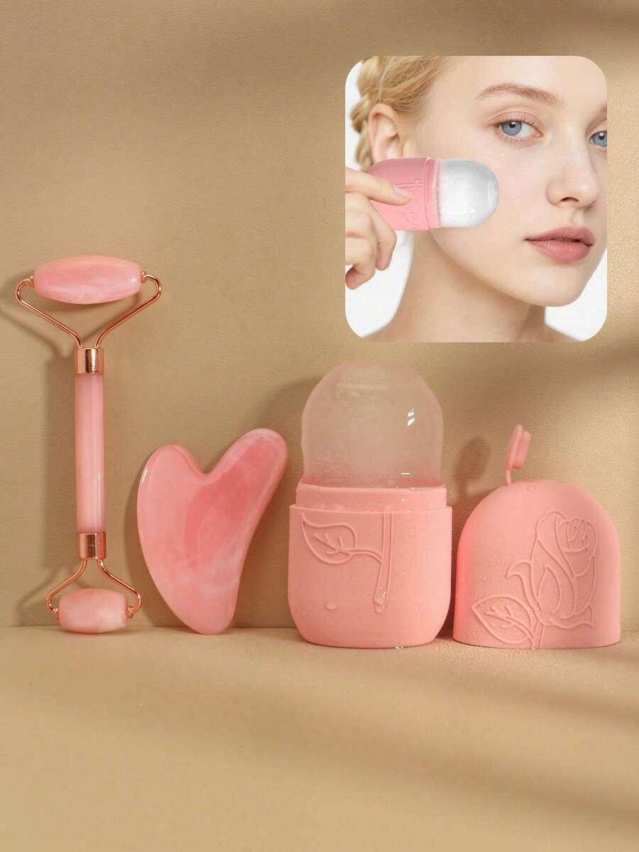 1 peça/3 peças Conjunto de Ferramentas de Massagem Facial e Gua Sha - Rolo Facial, Varinha de Massagem, Bolsa de Gel de Gelo, Conjunto de Ferramentas de Ventosa Corporal Rosa, Beleza, Produtos de Cuidados com a Pele, Spa, Autocuidado, Ferramentas de Cuidados com a Pele, Cuidados Faciais, Suprimentos de Esteticista, Massagem, Ferramentas de Massagem Facial, Rolo Facial - Preto e Branco - Visão 1