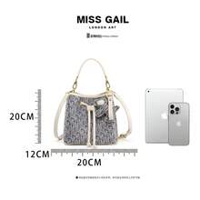 Missgail Fabric Embroidered Bucket Bag Drawstring Handbag Casual Versatile Shoulder Crossbody Bagluxury Designer Bag Designer Inspired Handbag Bolsos Para Mujer Backpack For Women - Di Blue - View 3