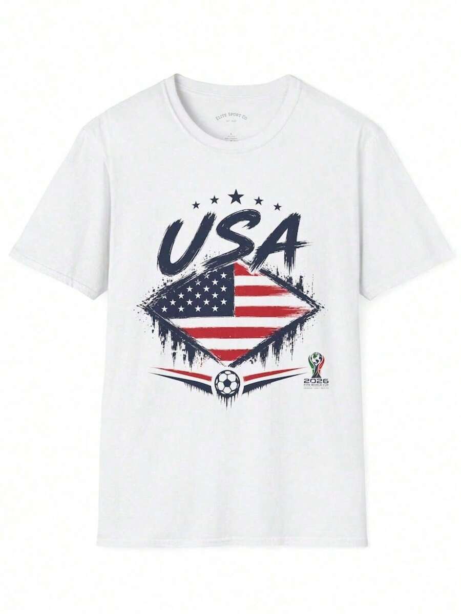 USA America United States USMNT World Cup 2026 Soccer Tee T-Shirt Top Fan Jersey Football Gift Modern Classy Quality - 黑色 - 查看 1