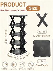 9/8/7/6/5/4/3/2 Tier Narrow Shoe Rack, New Upgraded Shoe Rack, Small Vertical Shoe Rack, Space-Saving DIY Freestanding Shoe Storage Organizer, Suitable For Entryway, Closet, Can Accommodate Size 42-43 Shoes, Easy To Assemble And Stable Structure, Black And White Color Scheme - Multicolor - View 3