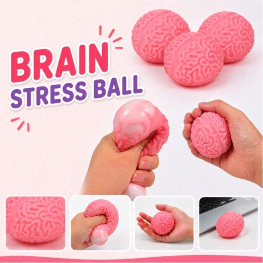 1pc New Style Flour Stress Relief Prank Brain Squeeze Toy Stress Ball - Multicolor - View 1