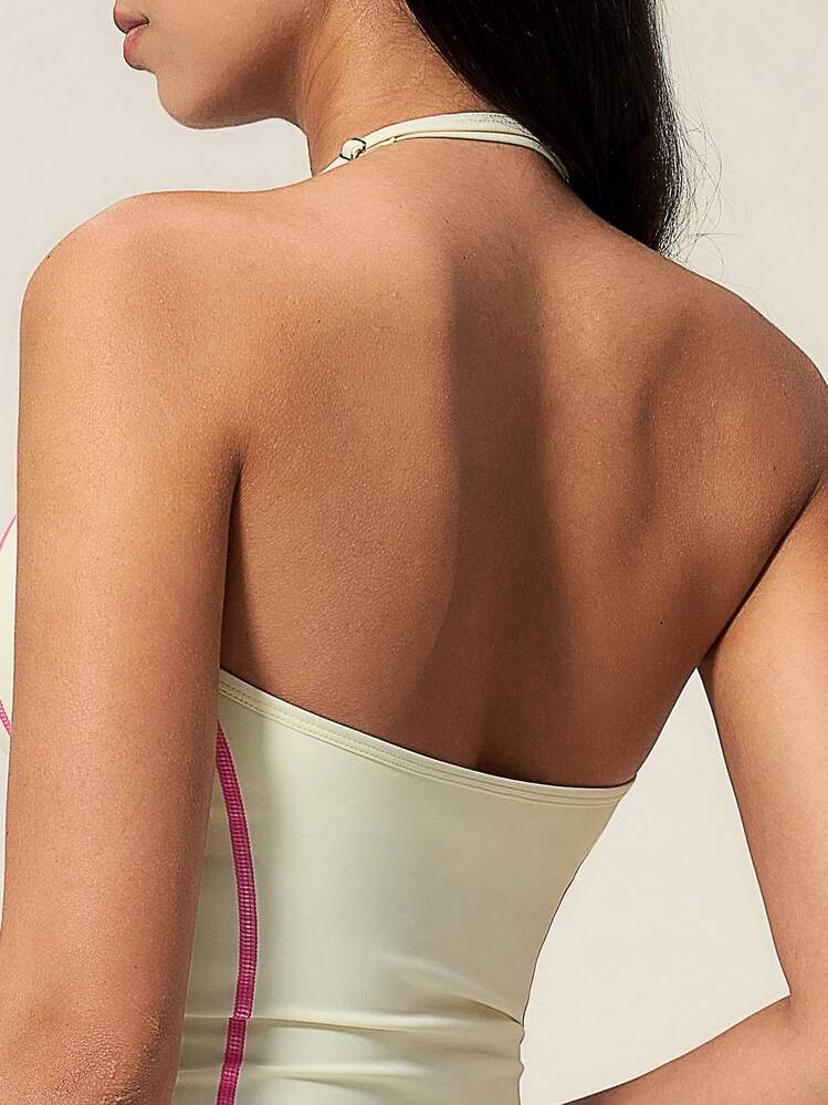 TimeOff Women's One Set Solid Color Adjustable Strap Camisole Tank Top Wide Leg Mid-Length Shorts Sports Set - Apricot - View 10