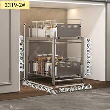 Double Layer Pull-Out Kitchen Cabinet Storage Rack, Under Sink Sliding Organizer With Raised Anti-Drop Guardrail,Pull-Out Basket Greatly Improve Access Efficiency Of Deep Cabinet Goods,Great For Compact Kitchen And Family Daily Cooking Storage Use. - Multicolor - View 13