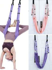 1pc - Multi-Color Yoga Stretching Band, Suitable For Back, Waist And Leg Exercises And Backbend Training. Equipped With Door Anchor And Adjustable Height, Made Of High-Strength Wide Polyester. Perfect For Flexibility Training. - Multicolor - View 7