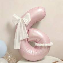 40-Zoll große hellrosa Zahlen-Folienballons Set 0-9 mit DIY weißen handgebundenen Schleifen und langen Ballon-Klebeklebpunkten, geeignet für Geburtstagsmottopartys, Jubiläumsfeiern, Hochzeiten, Gender Reveal, Baby Shower Foto-Requisiten Ballon-Dekorationszubehör - Babyrosa - Übersicht 8