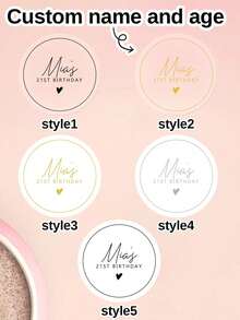 54/108/540Pcs Custom Round Stickers, Personalized Birthday Stickers, Customized Label Stickers With Name And Age, Customizable Wedding Stickers, Round Transparent Stickers, Envelopes, Gifts Bags, Candy Bags, Parties, Holiday Gifts. - Multicolor - View 2