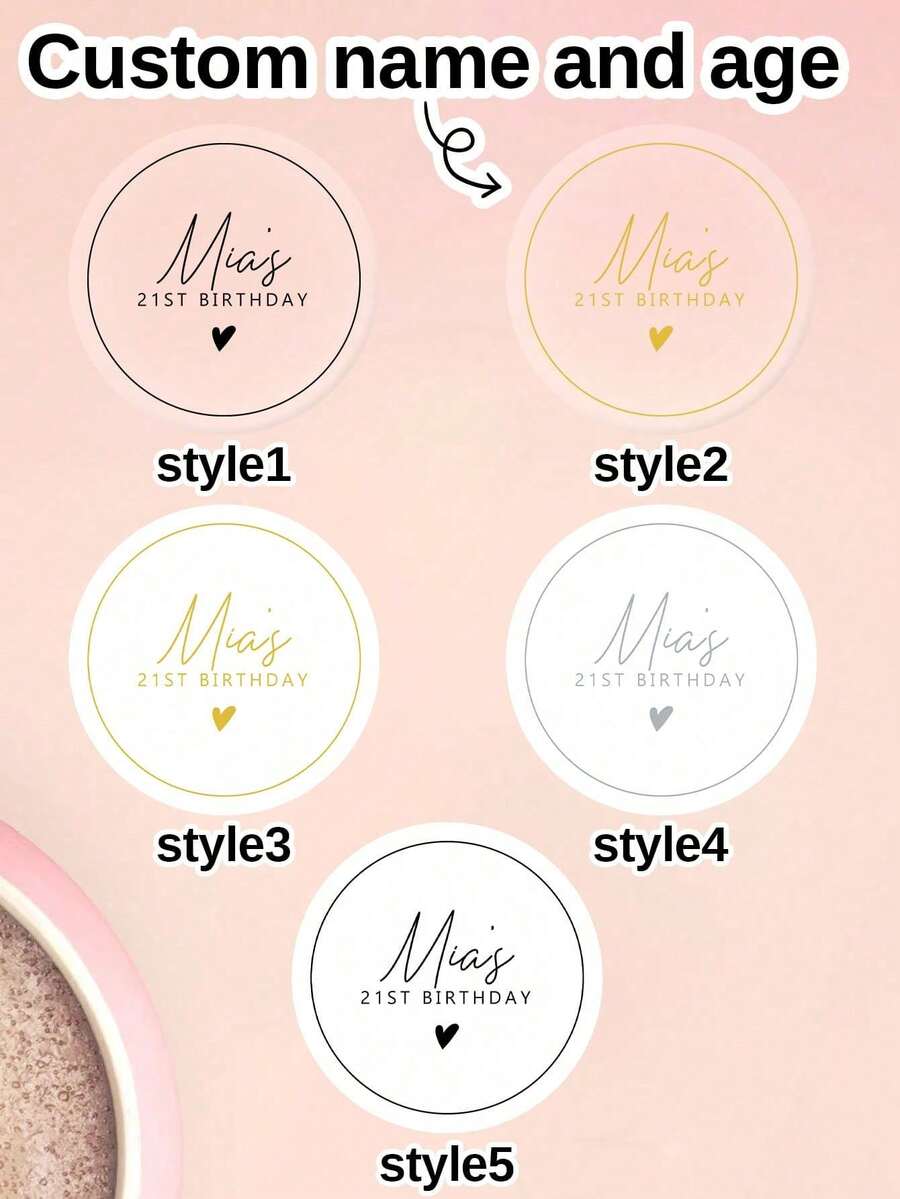 54/108/540Pcs Custom Round Stickers, Personalized Birthday Stickers, Customized Label Stickers With Name And Age, Customizable Wedding Stickers, Round Transparent Stickers, Envelopes, Gifts Bags, Candy Bags, Parties, Holiday Gifts.