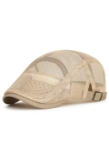 Boina casual de verano unisex de corte ajustado, gorra de repartidor de noticias de malla completa transpirable, sombrero de sol vintage británico - Multicolor - Ver 4