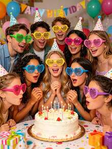 16 Pairs Neon Retro Fashion Glasses, Vintage Party Decorations, Photography Props, No Power Required, Vibrant Colors, Suitable For Theme Events And Costume Accessories, Party Supplies, Costume Glasses, Fun Glasses Design, Cute Design, Lightweight Frame, Decorative Glasses, Event Planning - A - View 6
