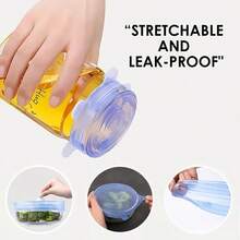 5Pcs Silicone Bowl Lid Sealed Dustproof Food Cover With Face Sealing Strip Reusable Kitchen Plastic Wrap Universal Fit Cups And Containers Keep Food Fresh - 5pcs Random Color - View 5