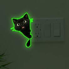1Pc Glow In The Dark Switch Sticker, Cute Dinosaur & Cat Wall Decal, Luminous Animal Light Switch Cover For Home Bedroom Living Room Decor, Easy To Apply And Remove - Multicolor - View 3