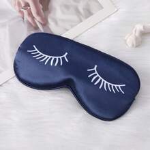 Double-Sided Faux Silk Eye Mask With Printed Eyelashes, Relieves Fatigue, For Nap, Travel, Home Sleep, Eye Protection, Minimalist Satin - Multicolor - View 9
