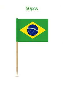 50/100/200 piezas Palillos con Bandera de Brasil - Perfectos para Decorar Cupcakes, Cócteles y Aperitivos | Adecuados para Fiestas, Bufés y Eventos Especiales, Palillos de Cóctel, Mini Banderas, Decoraciones de Cupcakes, Palillos con Bandera, Decoraciones de Fiesta, Celebraciones, Bar de Cócteles, Banderas para Pasteles, Suministros para Fiestas - A - Ver 12