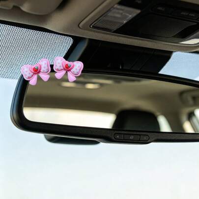 Cute Strawberry Bow-Shaped Car Center Console Decal, Fashionable Cute Car Rearview Mirror Ornament Decal, Suitable For Various Scenes, Simple Fun And Cute, Add A Touch Of Brightness To Your Car