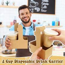 Coffee Beverage Carrier With Handle, Disposable Paper Cup Beverage Holder, Assemblable Takeout Beverage And Food Delivery Cup Rack - Multicolor - View 3