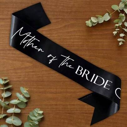 1PC 'Mother Of The Bride' Bridal Shower Sash, '' Bachelorette Party Sash, 1PC 'Bride To Be' Bachelorette Party Sash - White Sash With Black Lettering For Bridal Shower - Hen Party Decoration Supplies And Accessories, Wedding Engagement Party Gifts, Party Photo Booth Props