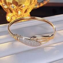 1pc Hollow Streamlined Fish Tail Zirconia Inlaid Bracelet, Light Luxury Influencer Style Versatile Bangle, Commuter Elegant Exquisite Jewelry - Bracelet - View 3