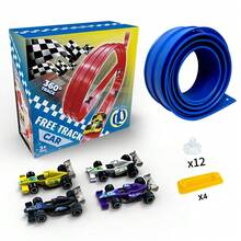 Dual Track Racing Toy (4m Long), New DIY Dual Track Racing Set With Soft Track, Children's Racing Car, Visual And Hands-On Brain Development, Birthday Gift, Christmas Gift, Boys And Girls Early Education STEM Toy, Halloween And Christmas Gift - Multicolor - View 12