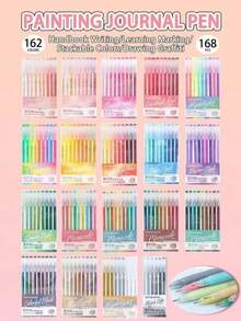 Languo Rilis Baru 6pcs/9pcs Warna Gradasi, 168 Warna, 252 Warna Tas Hadiah, Pena Tulisan Tangan, Stabilo, Mata Pena 0,5mm, Batang Transparan, Cocok untuk Melukis, Menandai, Catatan Siswa, Menggambar, Membuat Buku Panduan, Penggunaan Kantor - MultiWarna - View 14