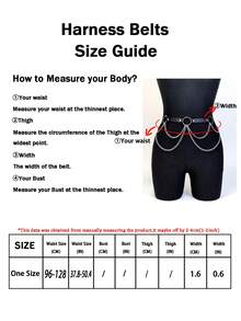 1pc/2pcs Women's Black Leather Belt Chain Waist Belt Punk Gothic Style Clothing Accessory Suitable For Daily And Holiday Halloween - Black - View 8