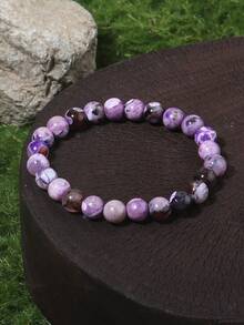 YAUKIA Purple Flame Agate Beaded Bracelet , Fashionable And Charming Women'S Accessory , Meditation , Healing Yoga Meditation Summer Jewelry - Multicolor - View 2