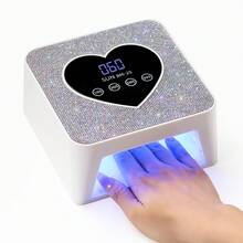 SUN BM-25 閃亮水鑽心形 UV LED 美甲燈，凝膠美甲烘乾燈，附 10s/30s/60s/99s 定時器與 LED 數位顯示，專業家用沙龍美甲固化燈，適用於所有凝膠美甲指甲油 - 白色 - 查看 8