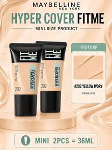 Maybelline Custom Foundation Flawless Versión 202, Muestra 18ml*2 piezas, Textura Ligera y Adherente, Alta Cobertura, Larga Duración, Resistente a la Opacidad - Base de maquillaje personalizada Flawless Foundation 202 de 18 ml - Ver 12