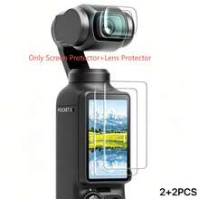 2+2pcs[Screen Protector+Lens Protector]Compatible With DJI Osmo Pocket 4/3, 2pcs Lens Protector+2pcs LCD Screen Protector, Tempered Glass Film, Compatible With DJI Pocket 4/3 Accessories, 9H Hardness Scratch Resistant. High Definition Transparent, Thin Fit, Sensitive Touch, Full Screen Protection. - View 2
