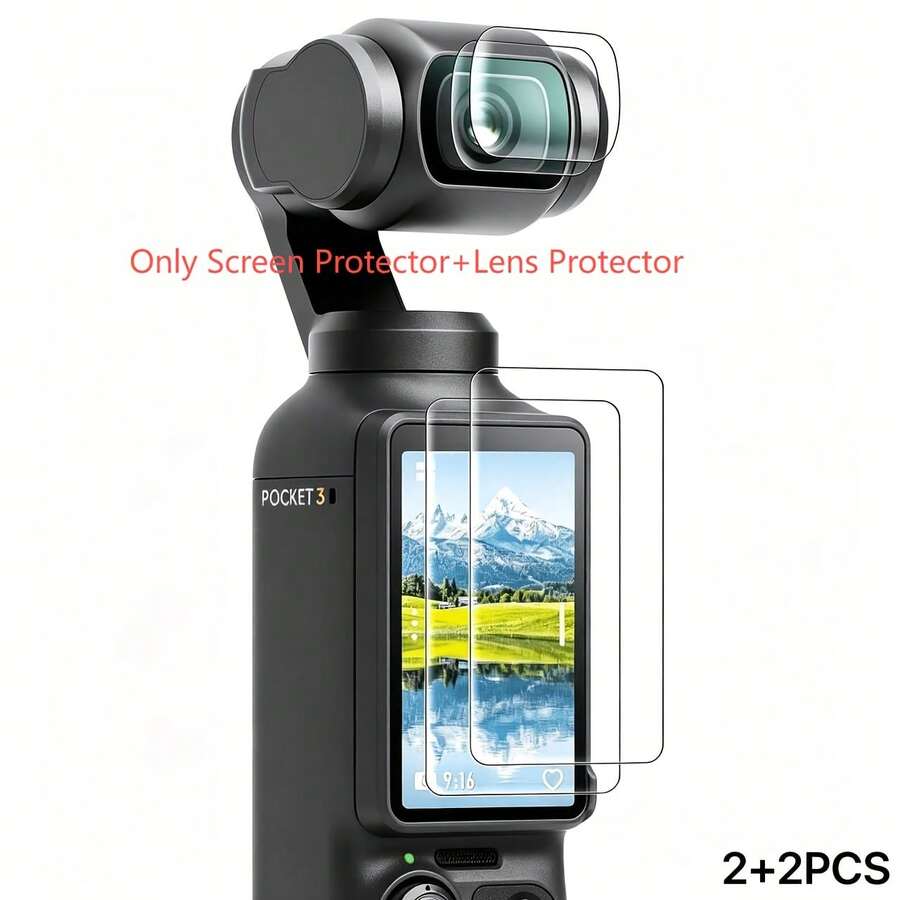 2+2pcs[Screen Protector+Lens Protector]Compatible With DJI Osmo Pocket 4/3, 2pcs Lens Protector+2pcs LCD Screen Protector, Tempered Glass Film, Compatible With DJI Pocket 4/3 Accessories, 9H Hardness Scratch Resistant. High Definition Transparent, Thin Fit, Sensitive Touch, Full Screen Protection.