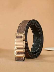 Women's Palm Print Leather Belt, Fashionable Minimalist Versatile Jeans Waist Belt, Korean Style - Multicolor - View 2