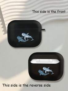New Shark Pattern Earphone Protective Case, Compatible With IPhone - Also Compatible With AirPods 2/4 High-Value Niche Earphone Shell, And Compatible With 3/Pro/Pro2/Pro3, Birthday Gift For Friends/Couples, Practical Gift, Niche Ocean Style Bluetooth Earphone Shell - Black - View 6