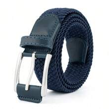 1pc Men's Stretch Woven Belt With No Holes, Multiple Colors Available, Suitable For Summer Daily, Campus Casual, Business And Outdoor Sports; Also A Gift For Boyfriend Or Father; Combines Fashion, Sports And Street Style, Suitable For Men Of All Ages; Used For Vacation, Travel And Vintage/Bohemian Style Outfits - Blue - View 9